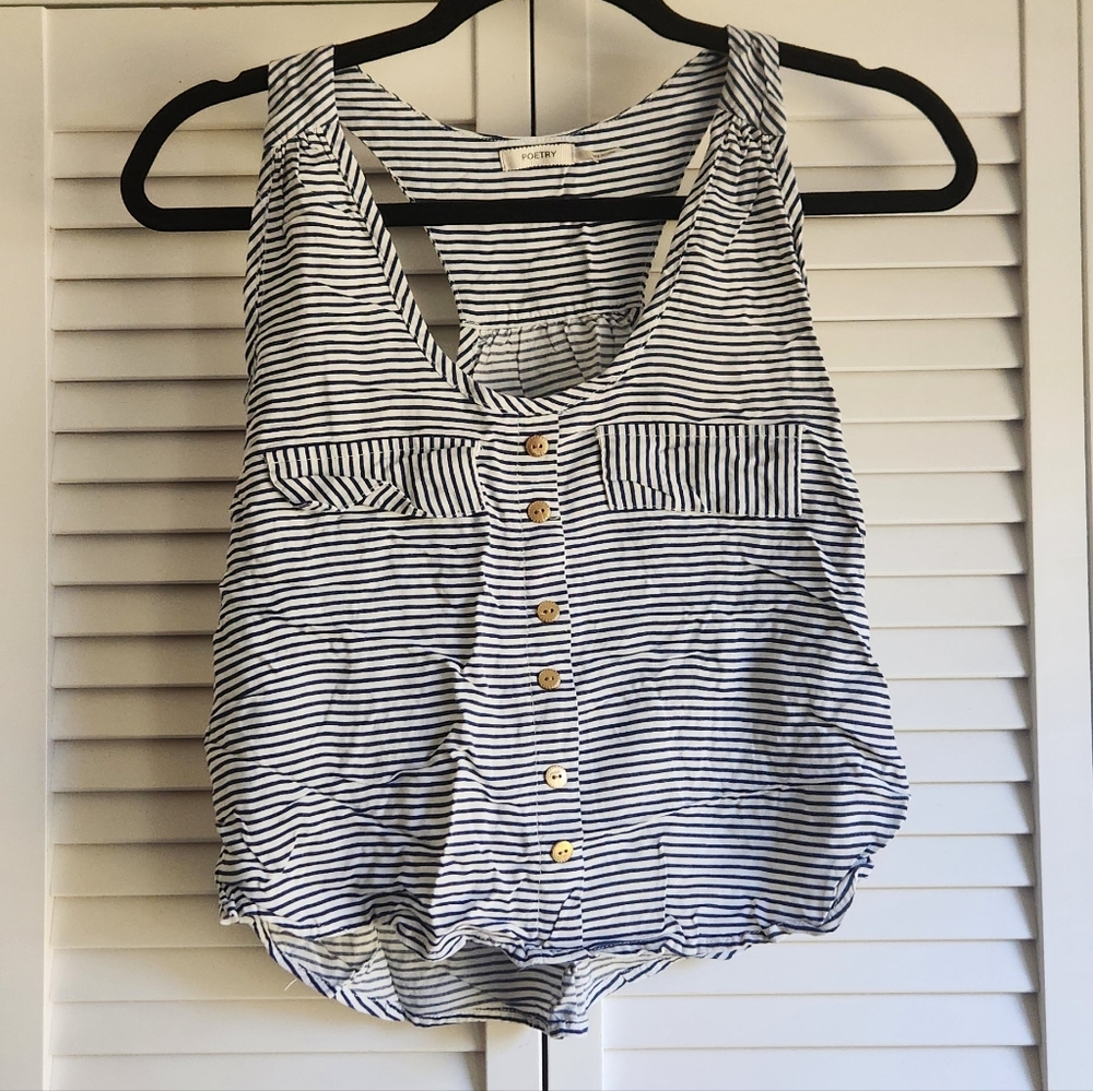 ☀️Poetry Navy and White Striped Top